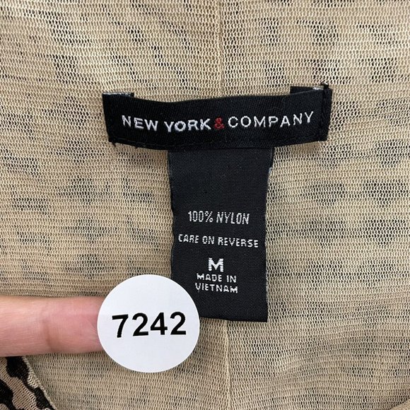 New York & Company Tan Beige Pattern Mesh V-Neck Sleeveless Top Womens M Medium - Picture 6 of 6